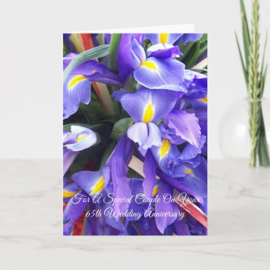 Irises Personalized 65th Wedding Jubileum Kaart (Voorkant)