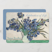 Irises Van Gogh Célébration Faire-part funéraire (Devant / Derrière)