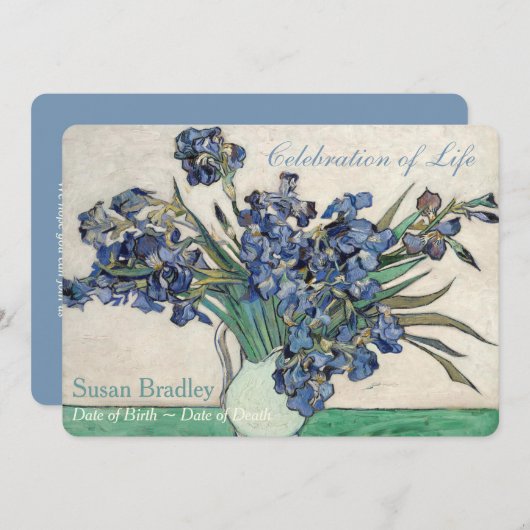 Irises Van Gogh Célébration Faire-part funéraire (Devant / Derrière)