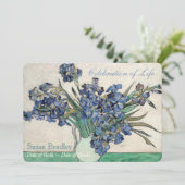 Irises Van Gogh Célébration Faire-part funéraire (Debout devant)