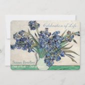 Irises Van Gogh Célébration Faire-part funéraire (Devant)