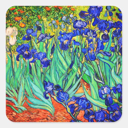 Irises van Vincent Van Gogh Vierkante Sticker (Voorkant)