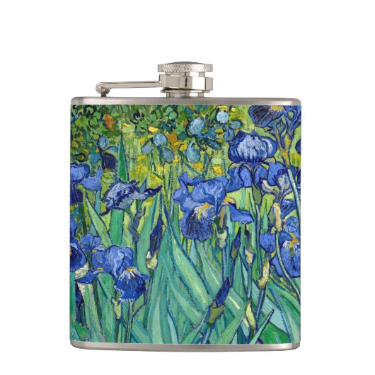 Irises Vincent van Gogh Floral schilderen Heupfles (Voorkant)