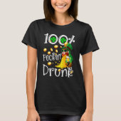 Irish 100 Feckin Drunk Leprechaun Puking Drink Pat T-shirt (Voorkant)