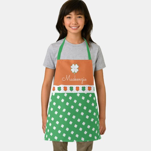 IRISH 4 Leaf Clover-patroon met JOUW NAAM Schort (Insitu)