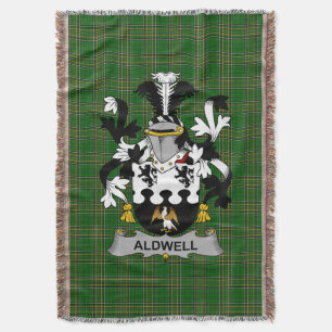 Irish Aldwell Coat of Arms Family Crest Ireland Deken