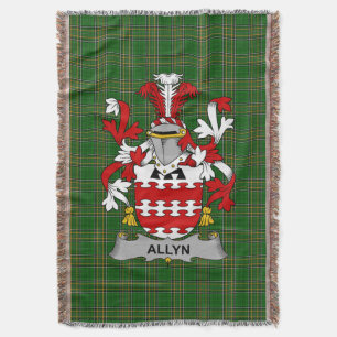 Irish Allyn Coat of Arms Family Crest Ireland Deken