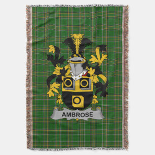 Irish Ambrose Coat of Arms Family Crest Ireland Deken