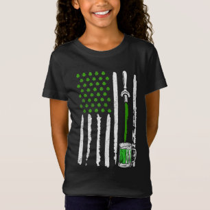 Irish American Flag Draft Beer Shamrock St Patrick T-shirt