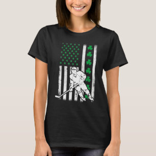 Irish American Flag Lucky Hockey St. Patrick's Day T-shirt