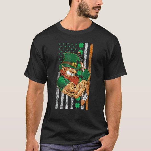 Irish American Flag Lucky Hockey St Patrick's Day T-shirt (Voorkant)