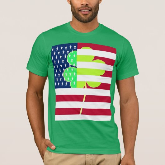 Irish American Flag Shamrock Clover St. Patrick T-shirt (Voorkant)