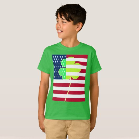 Irish American Flag Shamrock Clover St. Patrick T-shirt (Voorkant volledig)