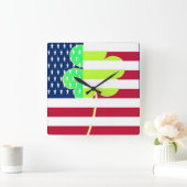 Irish American Flag Shamrock Clover St. Patrick Vierkante Klok (Huis)