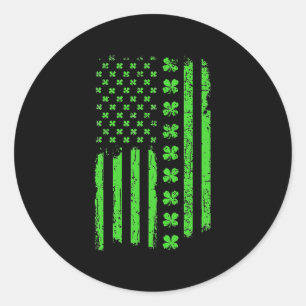 Irish American Shamrock Flag St Patricks Paddy Ronde Sticker