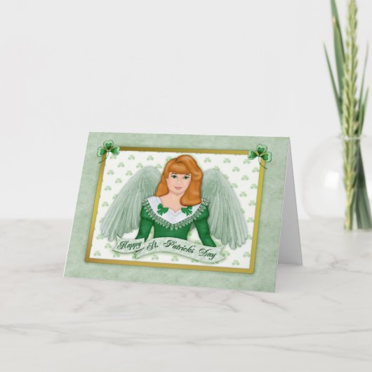 Irish Angel & Banner - Blank Inside Kaart (Voorkant)