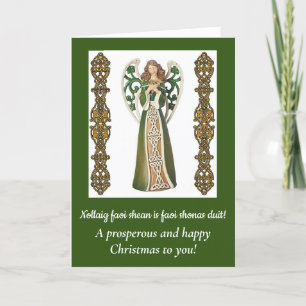 Irish Angel & Blessing Gevouwen Kerst Kaart