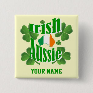 Irish Australian St Patrick's day Vierkante Button 5,1 Cm
