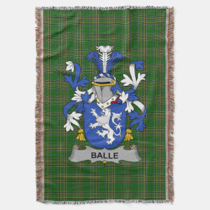 Irish Balle Coat of Arms Family Crest Ireland Deken