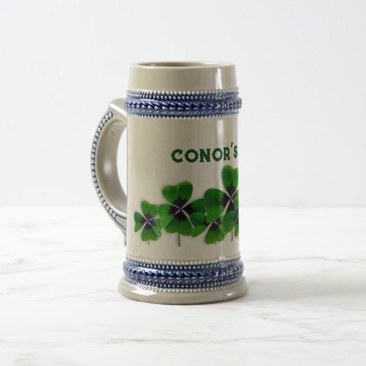 Irish Bar four-leaf Clover Personalized Bierpul (Voorkant links)