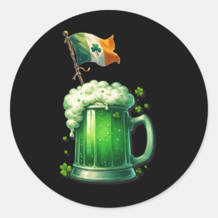 Irish Beer Ireland Flag St Patricks Day Mannen Vro Ronde Sticker