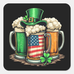Irish Beer Ireland St Patricks Day Drink feest Vierkante Sticker