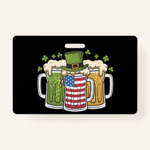 Irish Beer Ireland USA Amerikaanse vlag St Patrick Badge