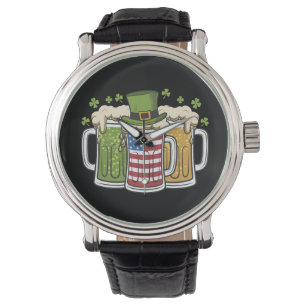 Irish Beer Ireland USA Amerikaanse vlag St Patrick Horloge