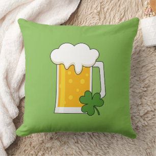 Irish Beer Mok met Shamrock Clover Kussen