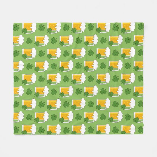 Irish Beer Mok met Shamrock Clover Pattern Fleece Deken (Voorkant (Horizontaal))