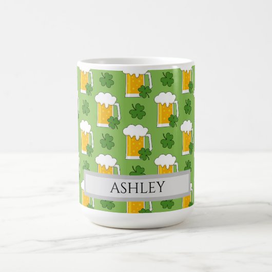 Irish Beer Mok met Shamrock Clover | personalisere (Center)