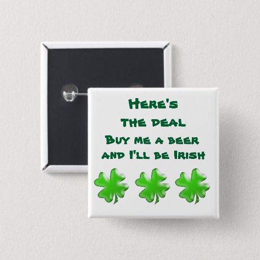 Irish Beer Shamrock Button (Voorkant /achterkant)