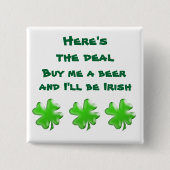 Irish Beer Shamrock Button (Voorkant)
