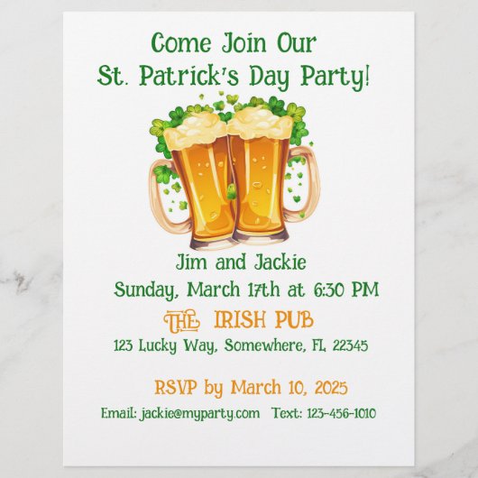 Irish Beer St. Patrick's Day Party Flyer (Voorkant)