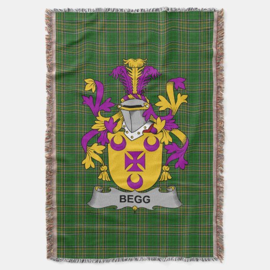Irish Begg Coat of Arms Family Crest Ireland Deken (Voorkant Verticaal)