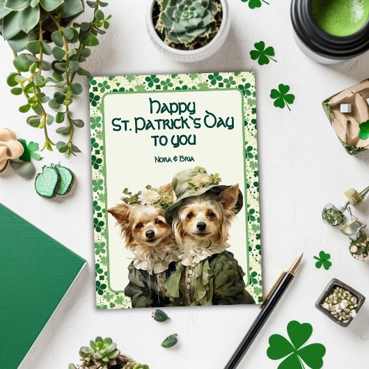 Irish Belles: St. Pat's Duo Hond Feestdagenkaart