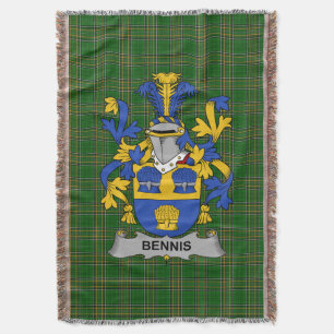 Irish Bennis Coat of Arms Family Crest Ireland Deken