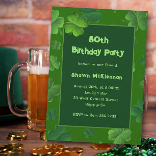 Irish Birthday Lucky Clovers Adult Party Kaart