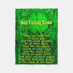 Irish Blessing Add Family Name Fleece Deken