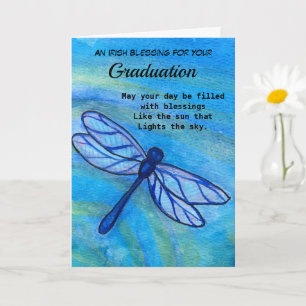 Irish Blessing Afstuderen Brave Blue Dragonfly Kaart