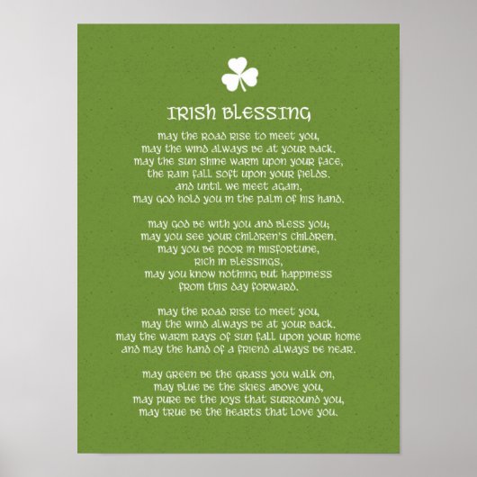 Irish Blessing and Shamrock Poster (Voorkant)