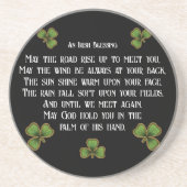 Irish Blessing and Shamrocks Black and Green Zandsteen Onderzetter (Voorkant)