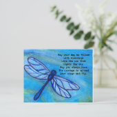 Irish Blessing Brave Blue Dragonfly Courage Briefkaart (Staand voorkant)