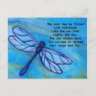 Irish Blessing Brave Blue Dragonfly Courage Briefkaart