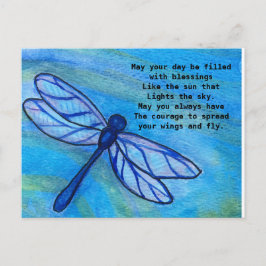 Irish Blessing Brave Blue Dragonfly Courage Briefkaart