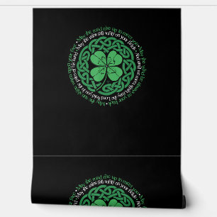 Irish Blessing, Celtic Knot & 4-Leaf Clover Luck V Behang