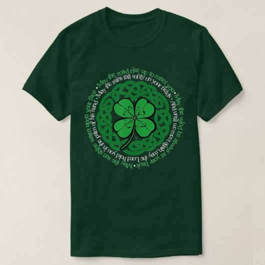 Irish Blessing, Celtic Knot & 4-Leaf Clover Luck V T-shirt (Design voorkant)