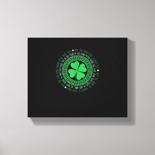 Irish Blessing Celtic Knot 4 Leaf Clover - St. Pat Canvas Afdruk (Voorkant)