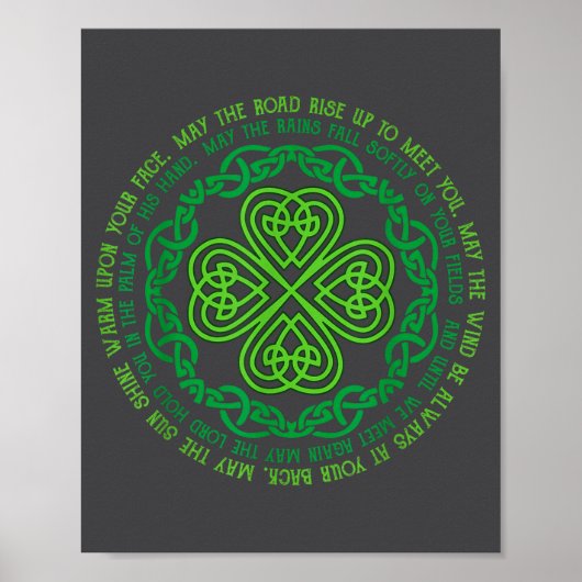 Irish Blessing Celtic Knot & 4-leaf Clover Luc Poster (Voorkant)