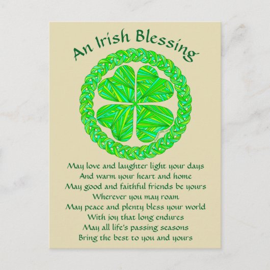 Irish Blessing Celtic Shamrock Briefkaart (Voorkant)